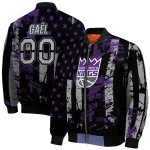 customized sacramento kings star stripes purple black bomber jacket best selling