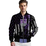 customized sacramento kings star stripes purple black bomber jacket best selling