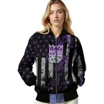 customized sacramento kings star stripes purple black bomber jacket best selling