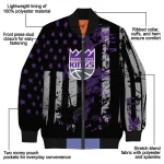 customized sacramento kings star stripes purple black bomber jacket best selling