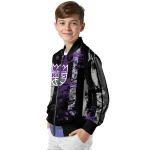 customized sacramento kings star stripes purple black bomber jacket best selling