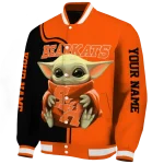 customized sam houston bearkats adorable yoda orange black varsity jacket best selling