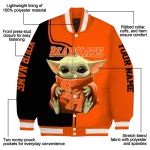 customized sam houston bearkats adorable yoda orange black varsity jacket best selling