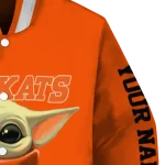 customized sam houston bearkats adorable yoda orange black varsity jacket best selling