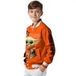 customized sam houston bearkats adorable yoda orange black varsity jacket best selling