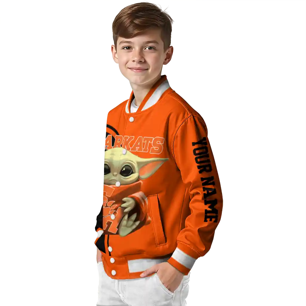 customized sam houston bearkats adorable yoda orange black varsity jacket trendy customized sam houston bearkats adorable yoda orange black varsity jacket trendy