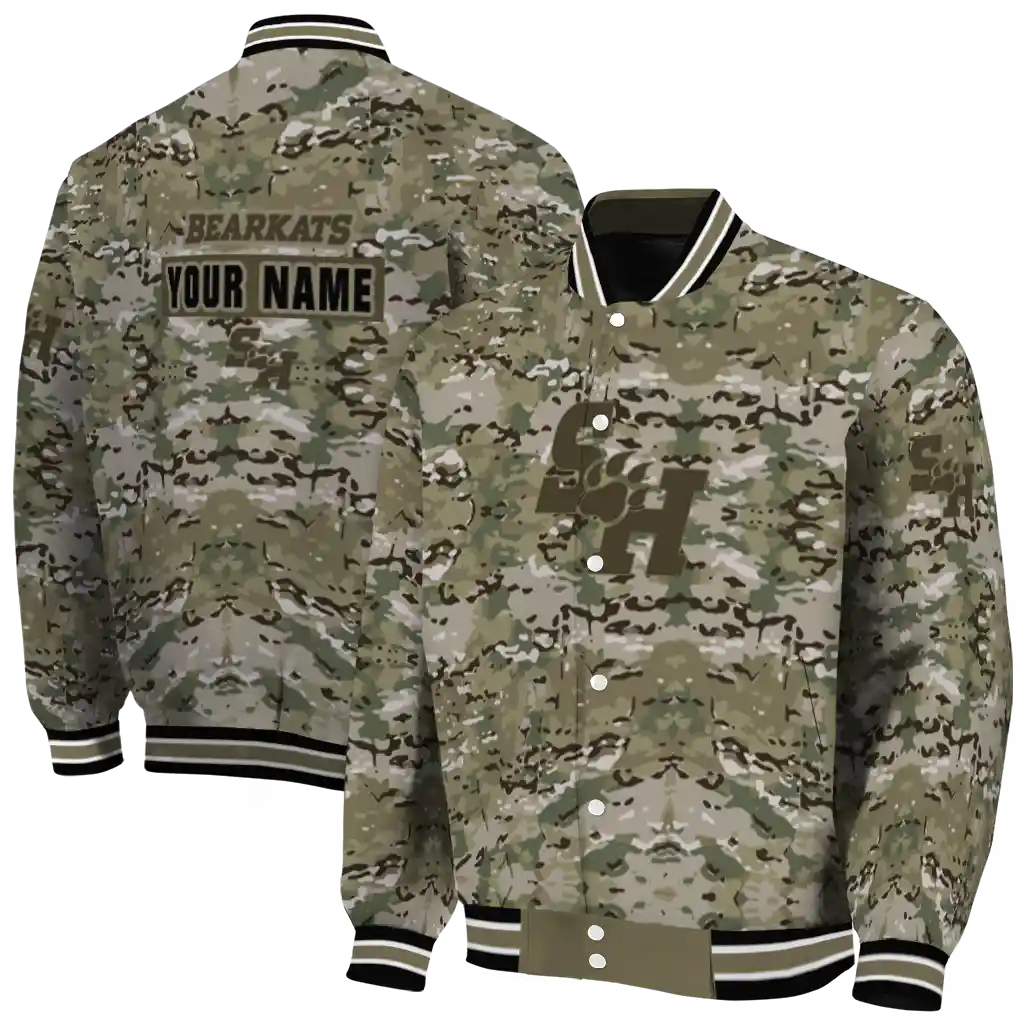 customized sam houston bearkats camouflage abstract camouflage varsity jacket fashion forward customized sam houston bearkats camouflage abstract camouflage varsity jacket fashion forward