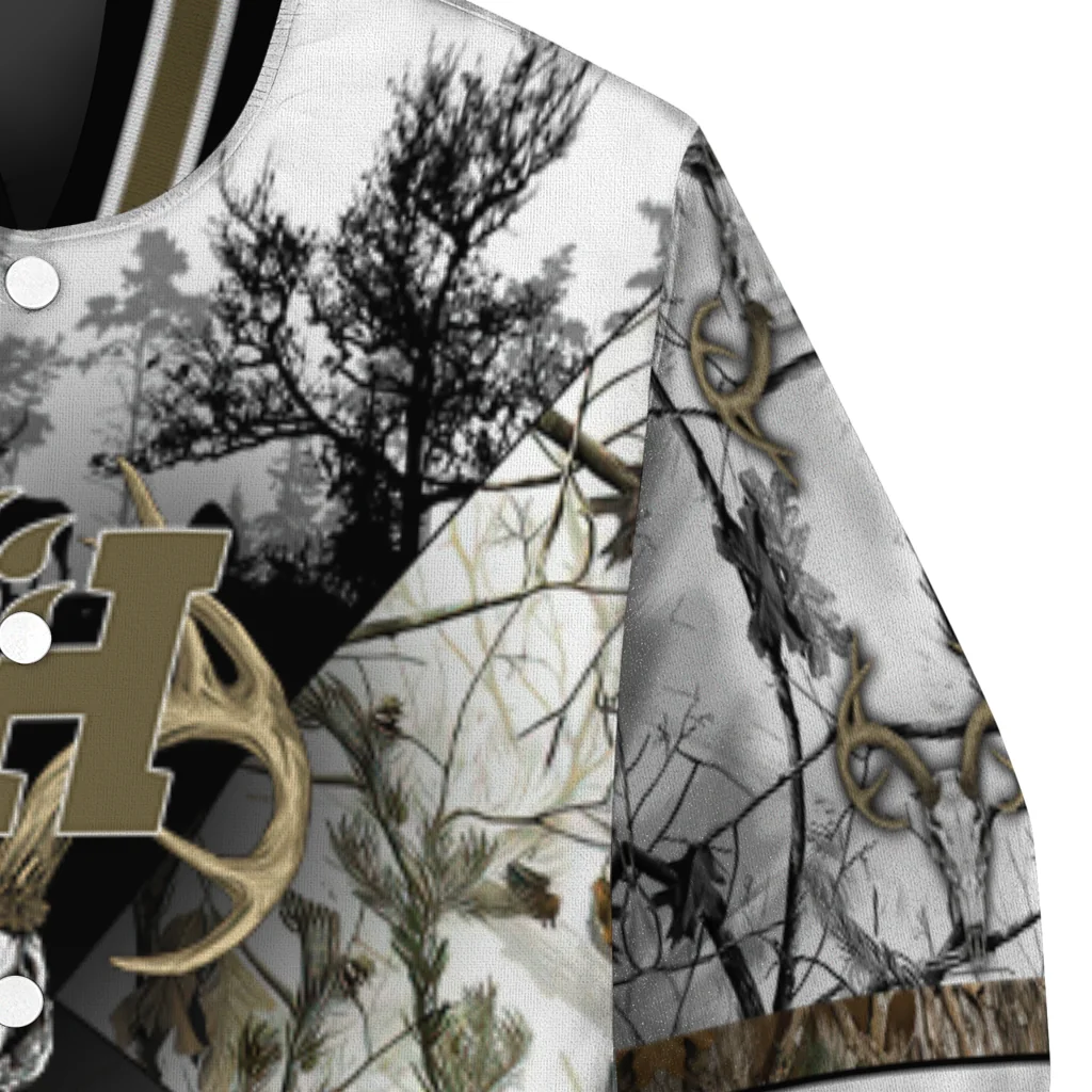 customized sam houston bearkats deer skull camouflage white varsity jacket premium grade customized sam houston bearkats deer skull camouflage white varsity jacket premium grade