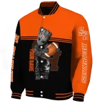 customized sam houston bearkats groot football orange black varsity jacket best selling