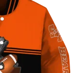 customized sam houston bearkats groot football orange black varsity jacket best selling