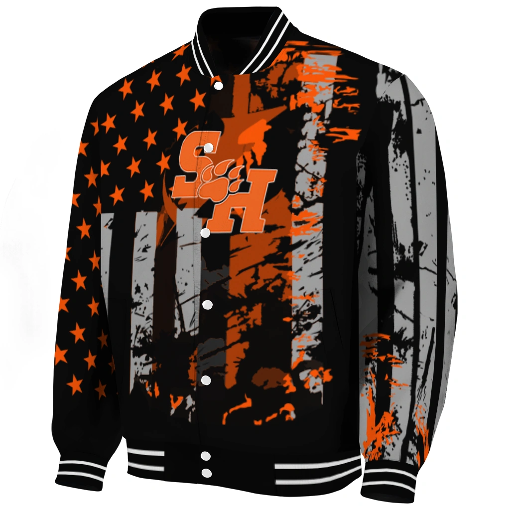 customized sam houston bearkats star stripes orange black varsity jacket best selling customized sam houston bearkats star stripes orange black varsity jacket best selling