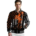 customized sam houston bearkats star stripes orange black varsity jacket best selling