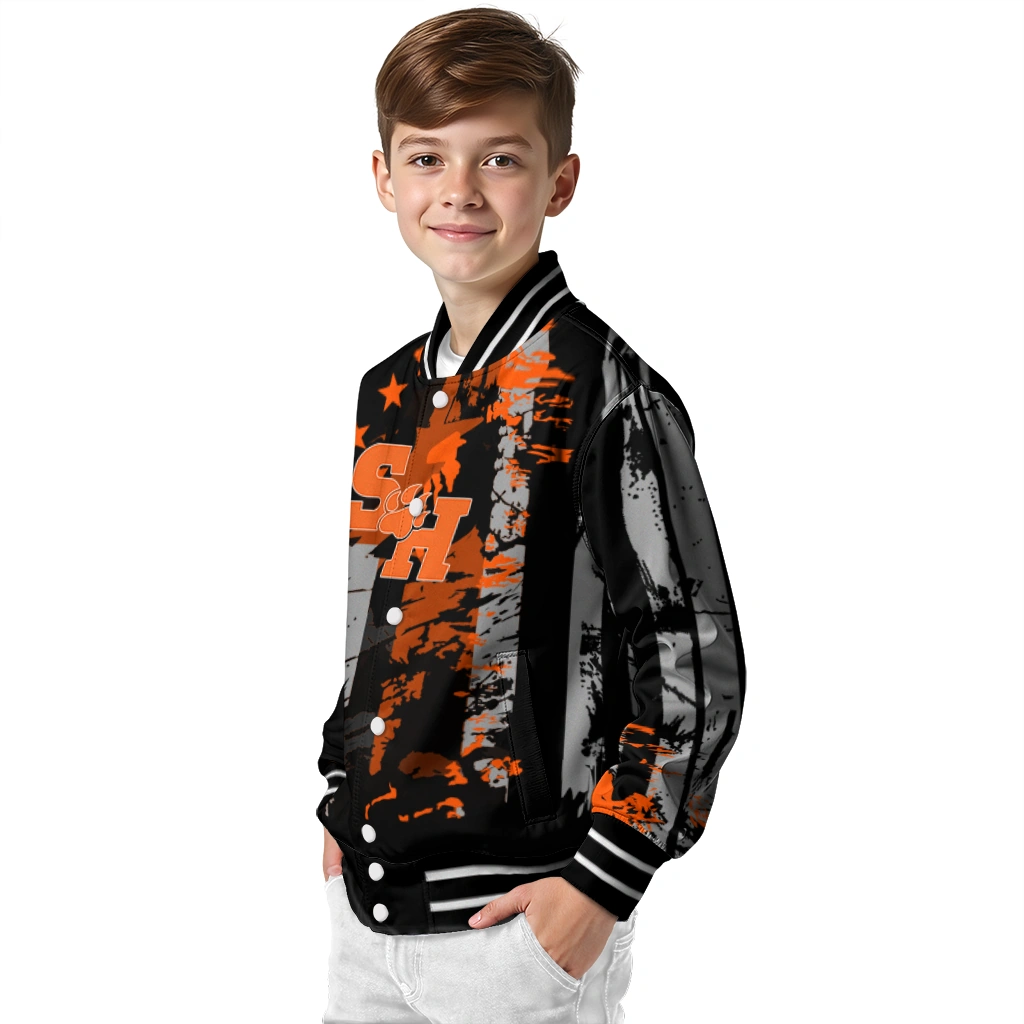 customized sam houston bearkats star stripes orange black varsity jacket trendy customized sam houston bearkats star stripes orange black varsity jacket trendy