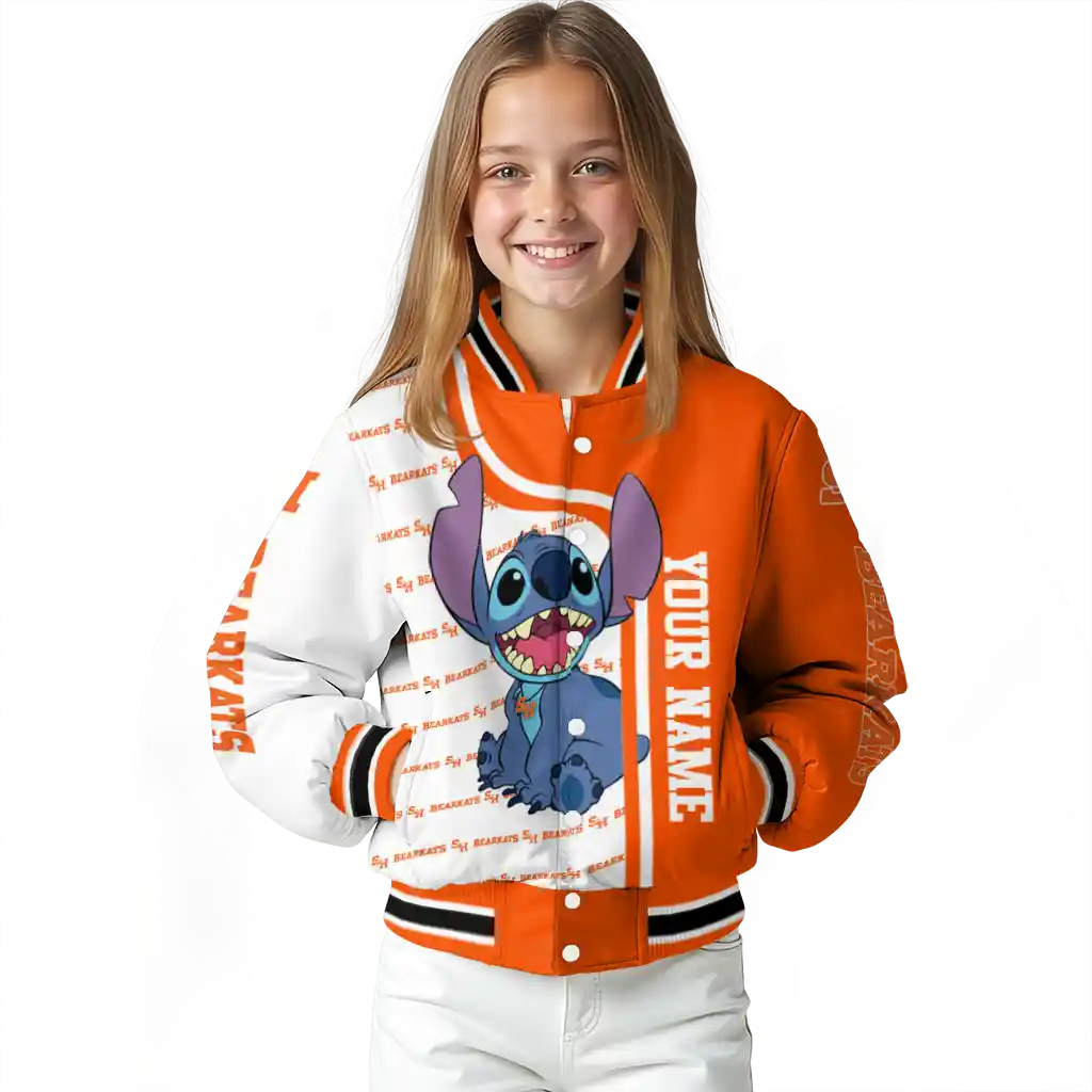 customized sam houston bearkats stitch laughing orange varsity jacket top rated customized sam houston bearkats stitch laughing orange varsity jacket top rated