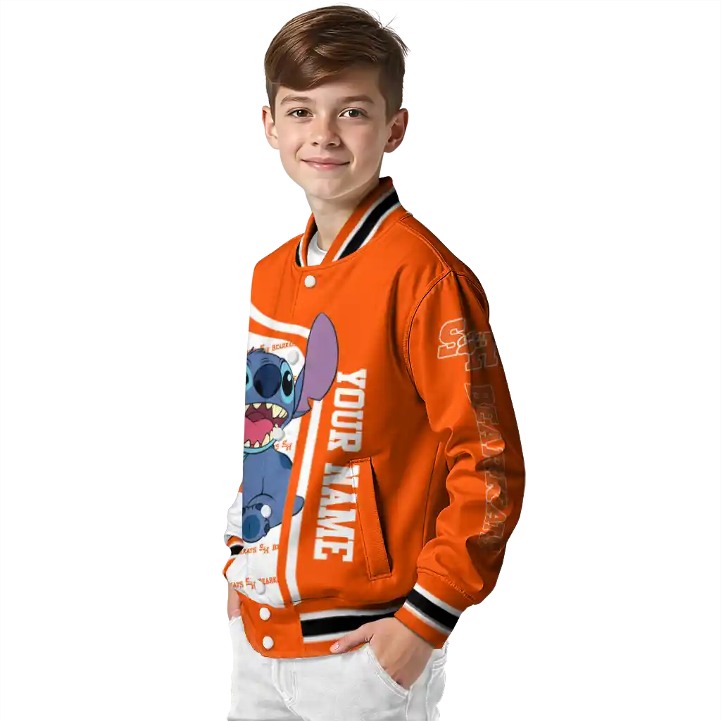 customized sam houston bearkats stitch laughing orange varsity jacket trendy customized sam houston bearkats stitch laughing orange varsity jacket trendy