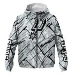customized san antonio spurs brushstroke pattern silver windbreaker jacket best selling