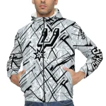 customized san antonio spurs brushstroke pattern silver windbreaker jacket best selling
