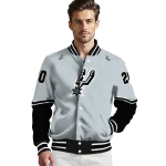 customized san antonio spurs chevron style silver varsity jacket best selling