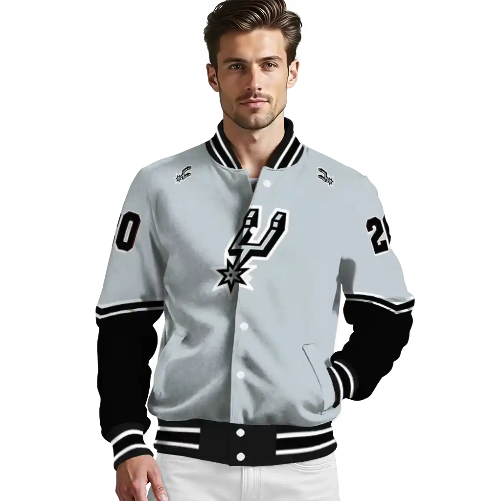 customized san antonio spurs chevron style silver varsity jacket high quality customized san antonio spurs chevron style silver varsity jacket high quality