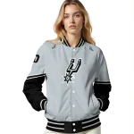 customized san antonio spurs chevron style silver varsity jacket best selling