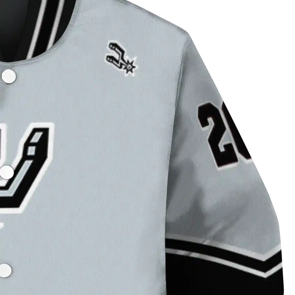 customized san antonio spurs chevron style silver varsity jacket premium grade customized san antonio spurs chevron style silver varsity jacket premium grade