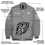 customized san antonio spurs claw accent grey varsity jacket best selling