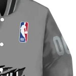 customized san antonio spurs claw accent grey varsity jacket best selling