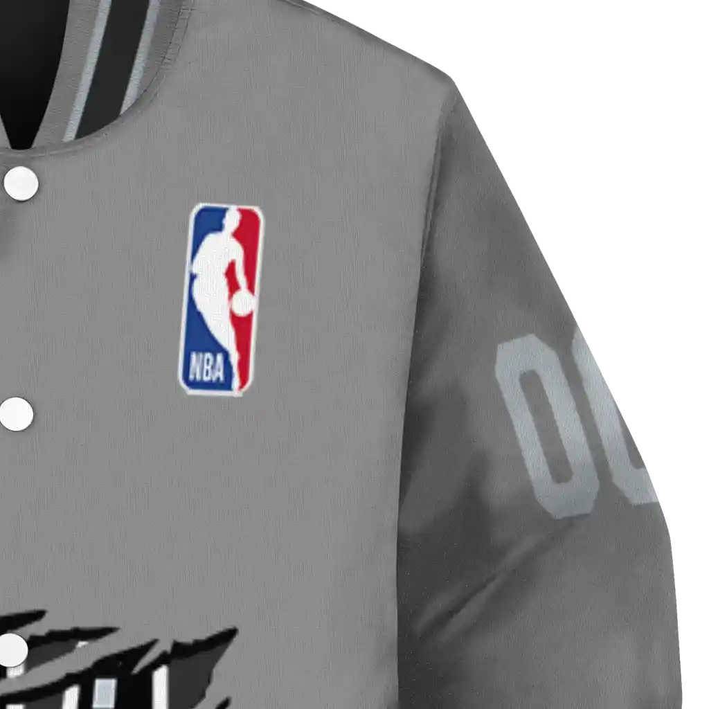 customized san antonio spurs claw accent grey varsity jacket premium grade customized san antonio spurs claw accent grey varsity jacket premium grade