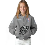 customized san antonio spurs claw accent grey varsity jacket best selling