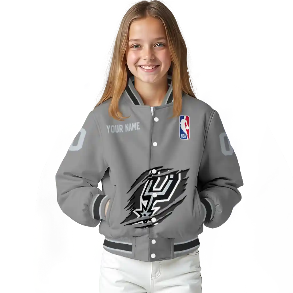customized san antonio spurs claw accent grey varsity jacket top rated customized san antonio spurs claw accent grey varsity jacket top rated