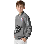 customized san antonio spurs claw accent grey varsity jacket best selling