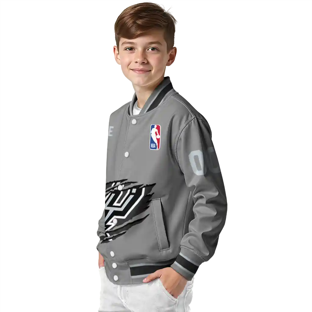 customized san antonio spurs claw accent grey varsity jacket trendy customized san antonio spurs claw accent grey varsity jacket trendy