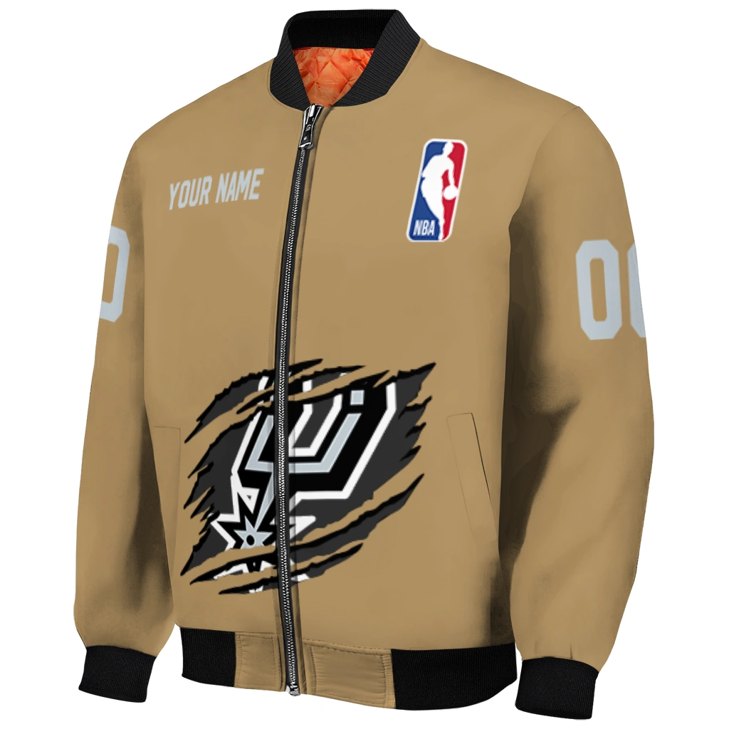 customized san antonio spurs claw opening beige bomber jacket fashion forward customized san antonio spurs claw opening beige bomber jacket fashion forward