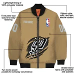 customized san antonio spurs claw opening beige bomber jacket best selling