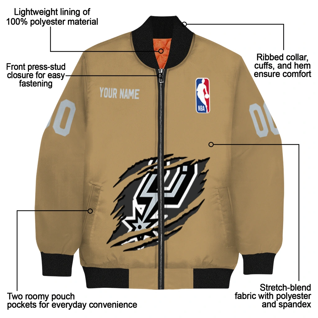 customized san antonio spurs claw opening beige bomber jacket new arrival customized san antonio spurs claw opening beige bomber jacket new arrival