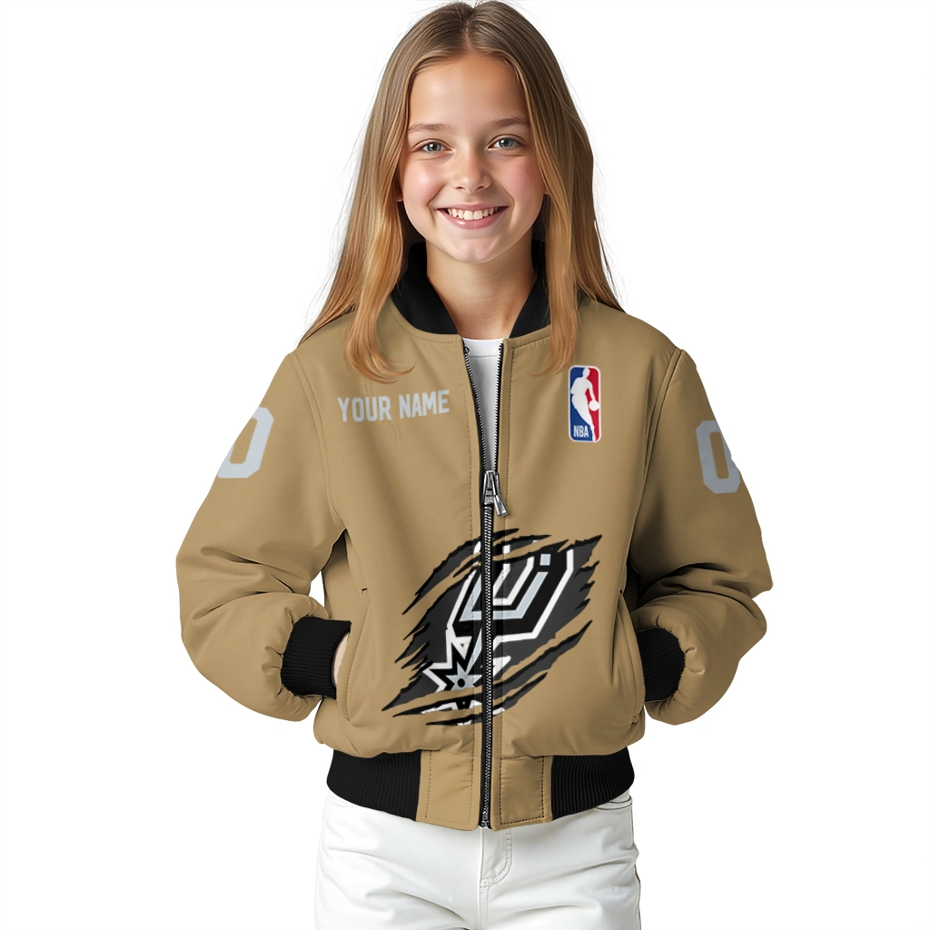 customized san antonio spurs claw opening beige bomber jacket top rated customized san antonio spurs claw opening beige bomber jacket top rated