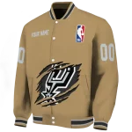 customized san antonio spurs claw opening beige varsity jacket best selling