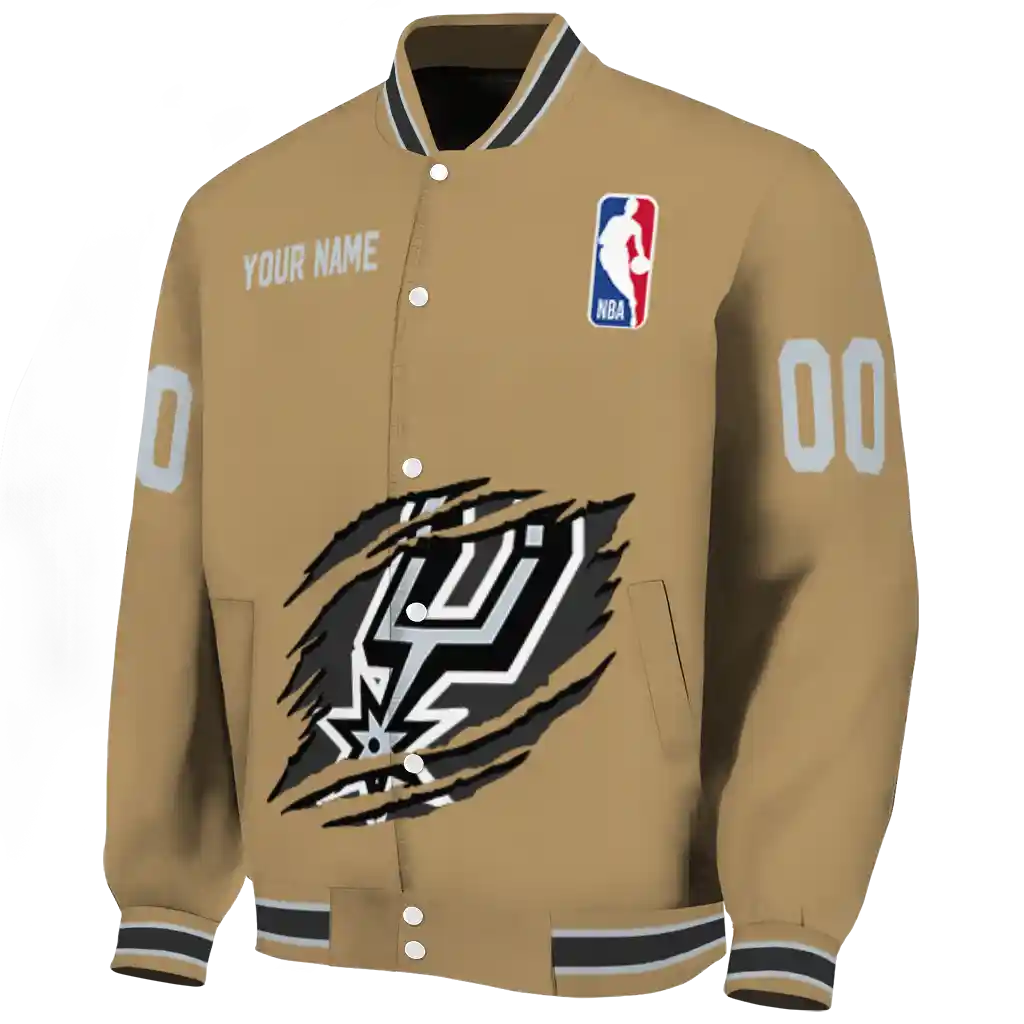 customized san antonio spurs claw opening beige varsity jacket best selling customized san antonio spurs claw opening beige varsity jacket best selling