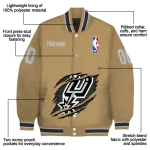 customized san antonio spurs claw opening beige varsity jacket best selling