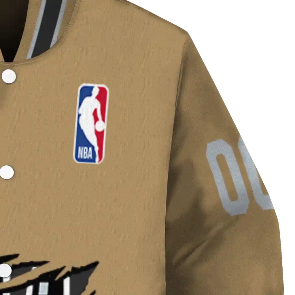 customized san antonio spurs claw opening beige varsity jacket premium grade customized san antonio spurs claw opening beige varsity jacket premium grade