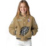 customized san antonio spurs claw opening beige varsity jacket best selling
