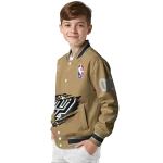 customized san antonio spurs claw opening beige varsity jacket best selling
