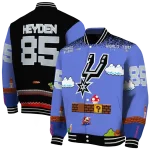 customized san antonio spurs mario blocks blue black varsity jacket best selling