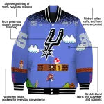 customized san antonio spurs mario blocks blue black varsity jacket best selling