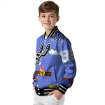 customized san antonio spurs mario blocks blue black varsity jacket best selling