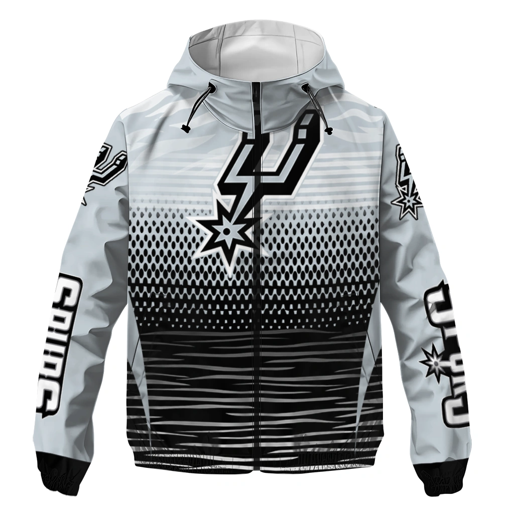 customized san antonio spurs pattern layers silver windbreaker jacket best selling customized san antonio spurs pattern layers silver windbreaker jacket best selling