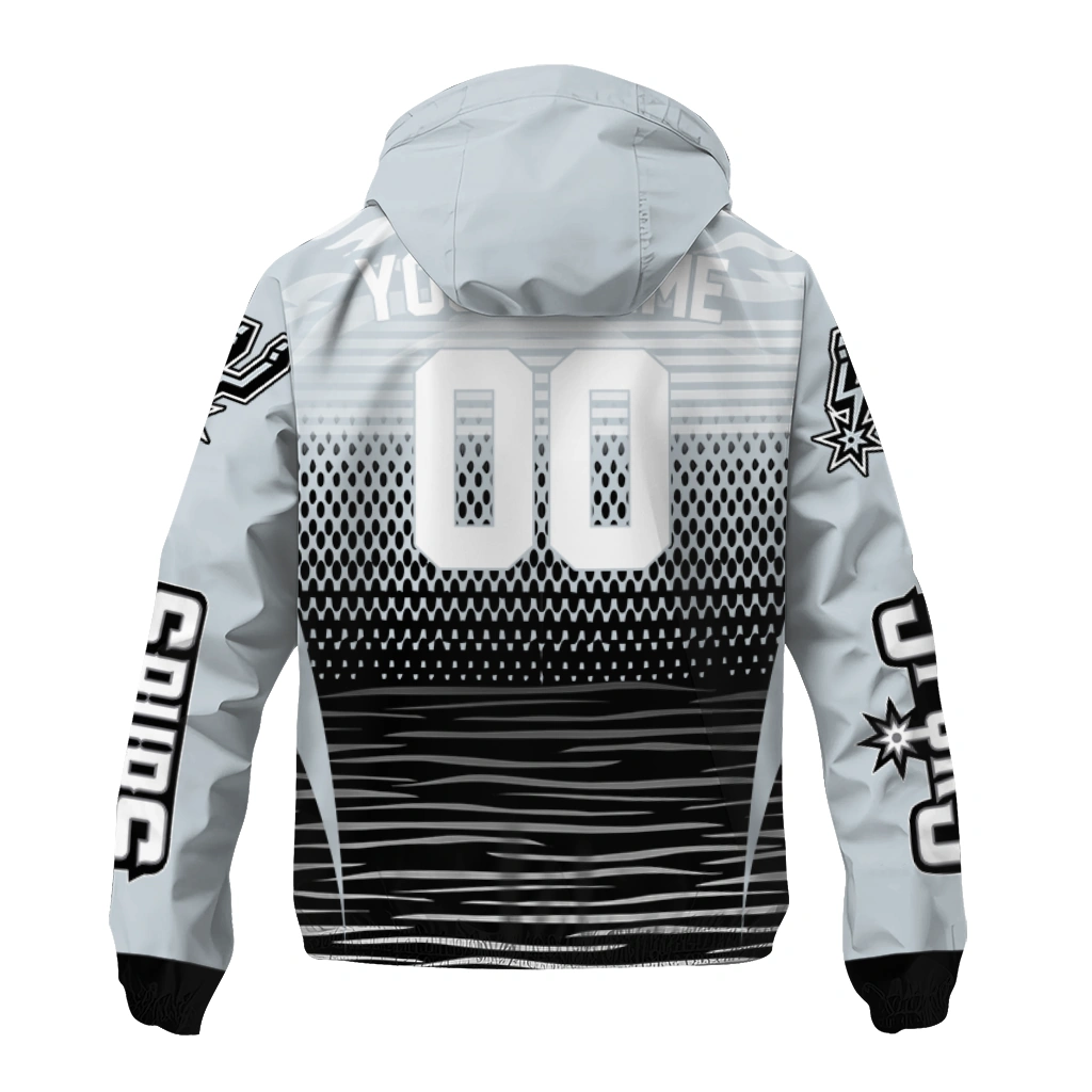 customized san antonio spurs pattern layers silver windbreaker jacket fashion forward customized san antonio spurs pattern layers silver windbreaker jacket fashion forward