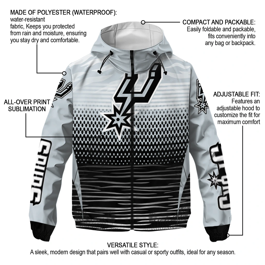 customized san antonio spurs pattern layers silver windbreaker jacket new arrival customized san antonio spurs pattern layers silver windbreaker jacket new arrival