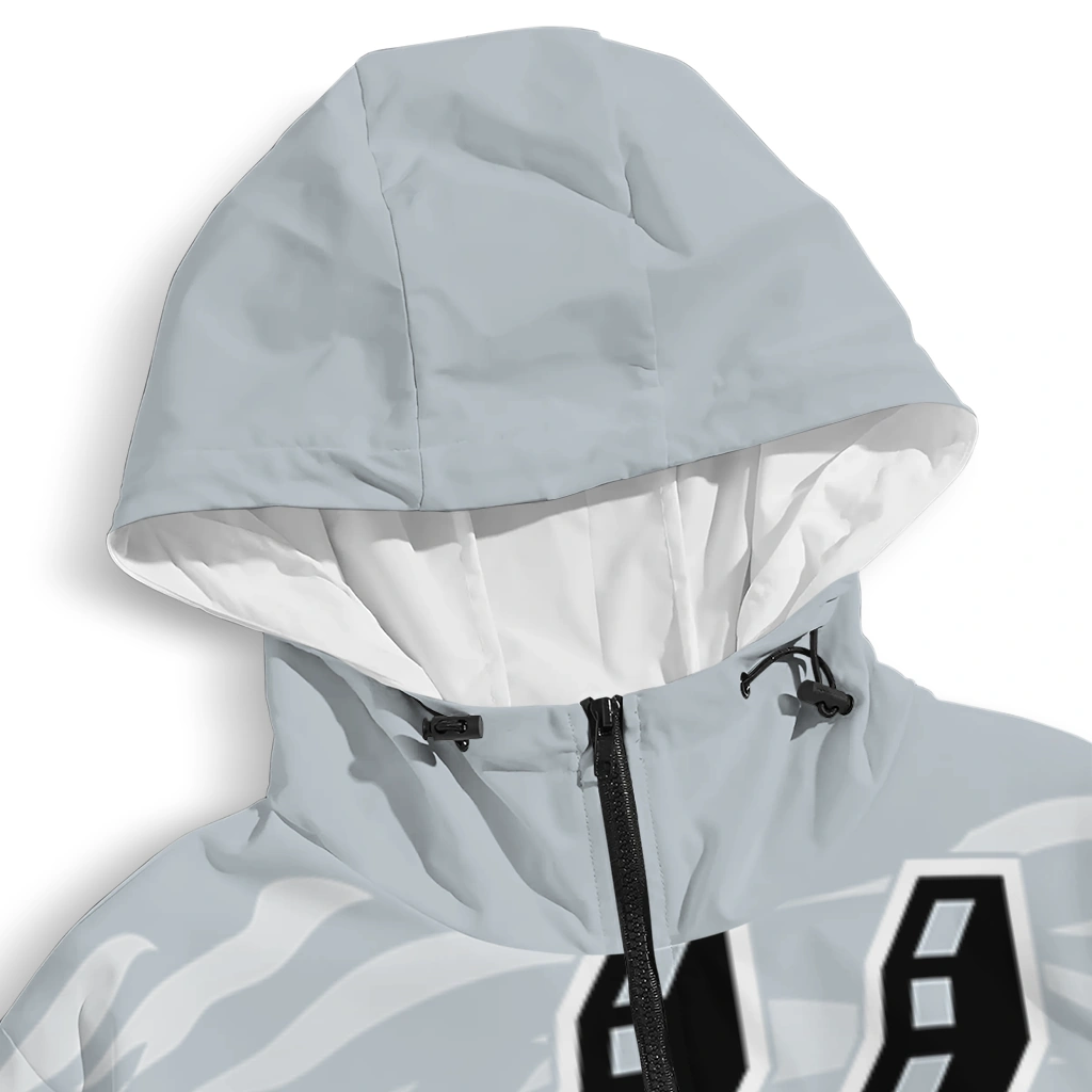 customized san antonio spurs pattern layers silver windbreaker jacket premium grade customized san antonio spurs pattern layers silver windbreaker jacket premium grade