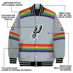 customized san antonio spurs rainbow jersey number silver varsity jacket best selling